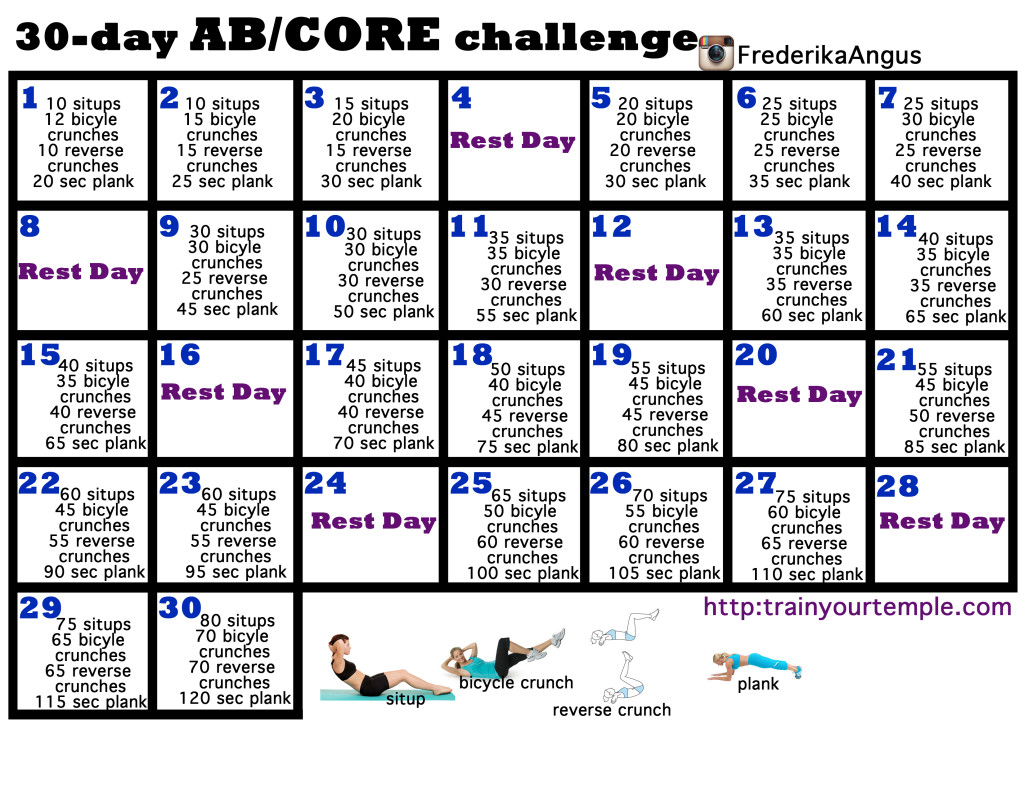 30 Day Ab Squat Challenge Chart